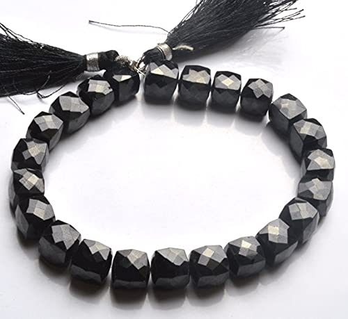Spinel noir perles cubes 9mm de qualité gemme supérieure pour création joaillerie