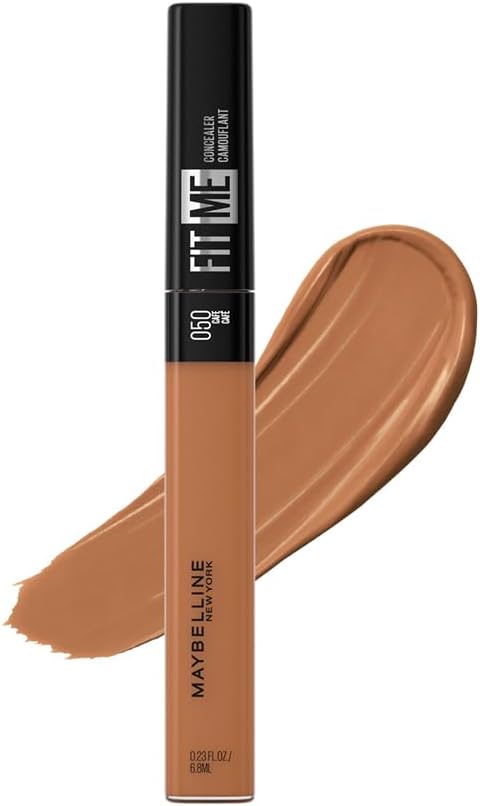 Maybelline New York Fit Me Concealer, Oil free Liquid Concealer conceals dark circles, redness, flaws, and blemishes. Fit Me Liquid Concealer suits oily skin & dry skin - Cafe|6.8ml