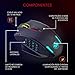 Redragon M908 12400 DPI Impact MMO Gaming Mouse w/ 18 Programmable Buttons, Weight Tuning Cartridge, 12 Side Buttons