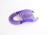 Interlocking Banana Combs Hair Clip French Side Comb Holder 80's 90's Soft and Bendable Plastic Updo Hair Clip (Purple)
