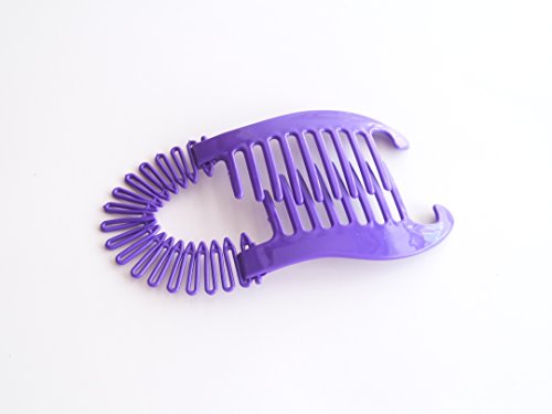 Interlocking Banana Combs Hair Clip French Side Comb Holder 80's 90's Soft and Bendable Plastic Updo Hair Clip (Purple)