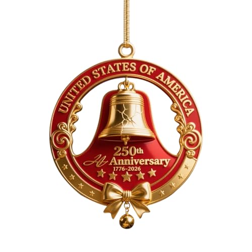250th Acryl Ornament – 3,15 x 3,15 Zoll 2D America Bell-Design,...