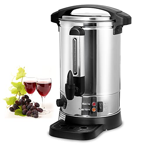 Cecaylie 8,8L Glühweinkocher, Glühweinkessel Heißwasserspender aus Edelstahl, mit Auffangschale...