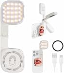 Magnétique Téléphone Selfie Lumière, Rechargeable LED Remplir la lumière avec CRI≥95 & Température de couleur réglable, 360° Rotatable et pliable pour le blogage de téléphone, maquillage, TikTok, Enregistrement vidéo (blanc)