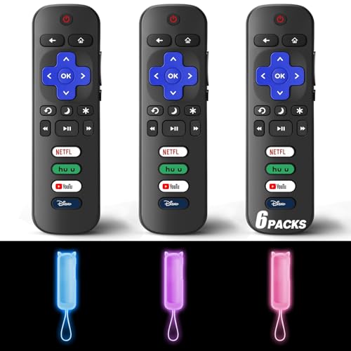Télécommande Roku antichoc avec coque lumineuse la nuit en lot de 3 pièces