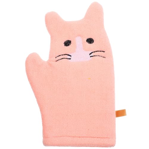 GALPADA Guantes Exfoliantes de Baño para 2 Piezas, Suaves Manoplas de Ducha de Esponja Rosa Diseño de Gatito, Guantes para Ñiño Seguros para Piel Sensible y Cuidado Diario