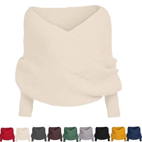 Scarf with Sleeves for Women - Knitted Cable Wrap,Shrugs for Women,Knitted Wrap,Sweater Shawl with Sleeves
