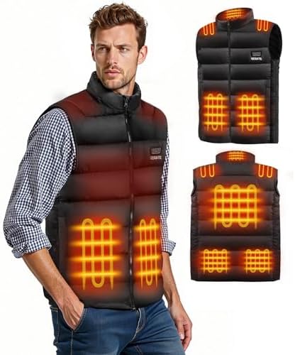 GEGATE Heated Vest Size Adjustable for Men & Women, 20000mAh Battery Included, Lightweight Unisex Heated Jacket Coat,3 Heat Settings Mens Vest (Medium)