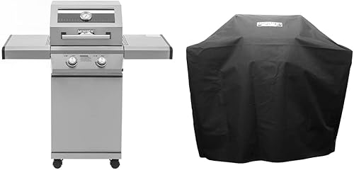 Miniatura 10 de Monument Grills 14633 Parrilla de gas propano líquido de acero inoxidable de 2 quemadores con tapa de visión clara, controles LED Mesa 200