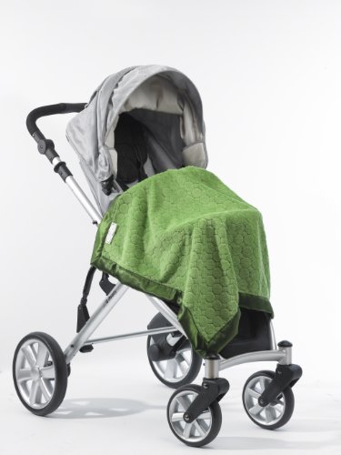 Image of SwaddleDesigns Stroller Blanket, Cozy Plush Baby /Toddler Blanket, 30x40 inches, Pure Green Puff Circles with Satin Trim