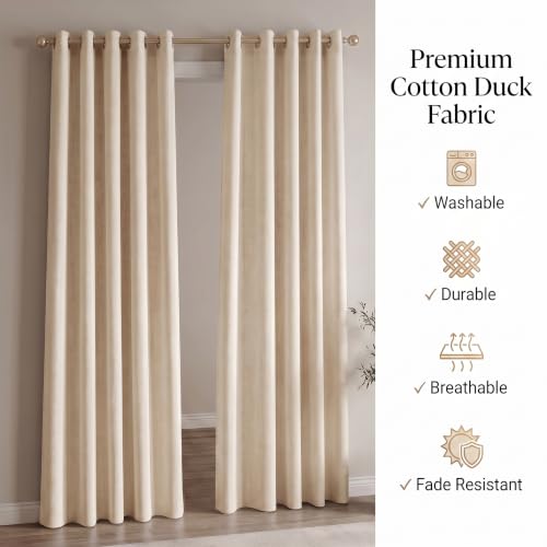 Image of LINENWALAS Natural Cotton Linen Semi Sheer Curtains for Bedroom, Living Room, Kitchen, 5 Feet Window Curtain, Pack-1 Pcs Boho Curtain with Eyelet Rings, Light Filtering (Pack of 1 Pcs, Natural)