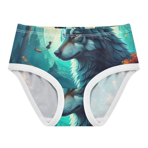 Cool Wolf Teal Girls Underwear Toddlers 2t Cotton Panties for Girl Artistic Briefs Girls Undies
