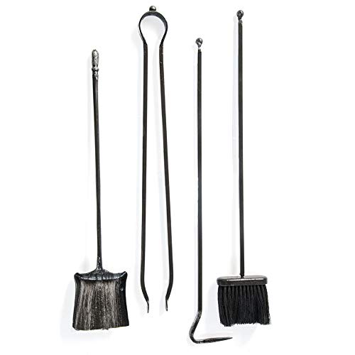 Kit accessoires cheminée en fer forgé Rinascimento base serviteur noir - 3