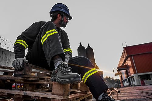 Image of Karam FS15 Black Leather Sporty Safety Shoes for Men | Water Repellent, Antistatic & Antislip | Fiber Toe | Double Density