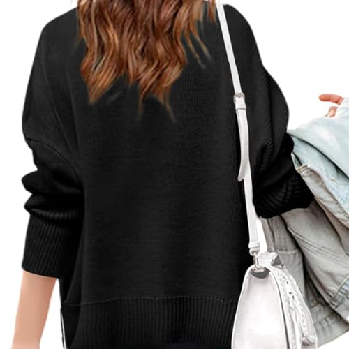 Girl's Lazy Style Loose Sweater with Round Neck and Shoulder Drop Design, Soft Knit, Versatile for Daily Commuting3