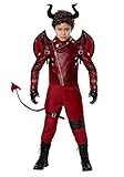 Fun Costumes Child Devil Halloween Costume | Dangerous Devil Outfit With Jacket, Pants, Horns, Wings, & Tail Large