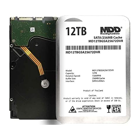 MDD 12TB 7200 RPM 256MB Cache SATA 6.0Gb/s 3.5inch Internal Hard Drive for Surveillance Storage (MD12TBGSA25672DVR) - 3 Years Warranty Cover