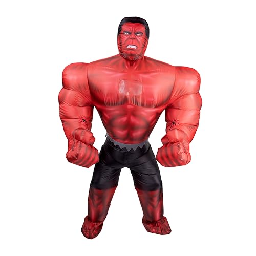 MARVEL Red Hulk Official Adult Inflatable Halloween Costume - Inflatable Jumpsuit with Hand Openings, Built-In Fan, and Battery Box