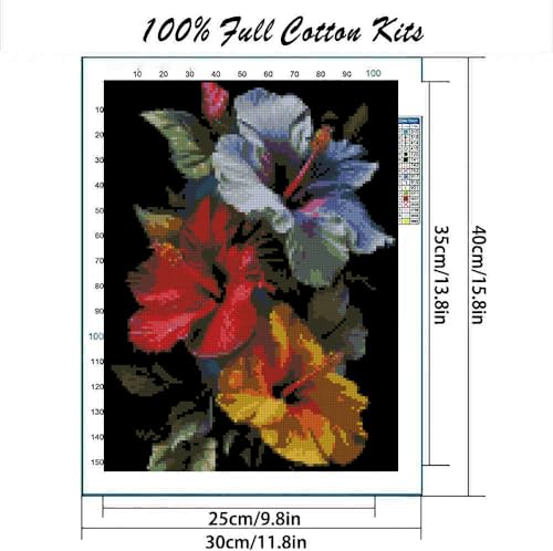 Image of Flowers Stamped Cross Stitch Kits Flowers Cross Stitch Patterns,Dimensions Cross Stitch Kits Embroidery Kit Arts and Crafts for Beginners 15.7x11.8 inch