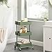 SONGMICS 3-Tier Storage Trolley, Rolling Cart, Kitchen Storage Cart with Height Adjustable Shelves, Utility Cart with 2 Brakes, Easy Assembly, for Bathroom, Kitchen, Office, Olive Green BSC060C01