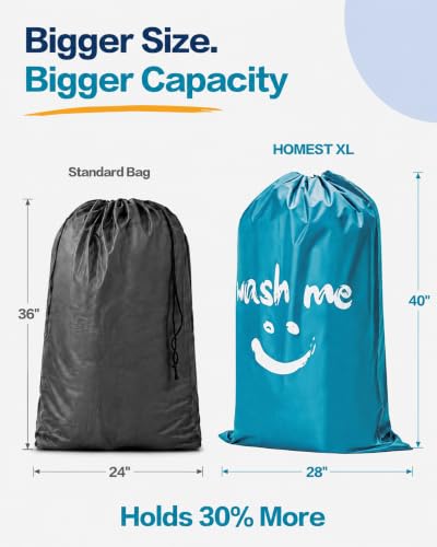 Image of HOMEST 2 Pack XL Laundry Bag 28 inch x 40 inch, Extra Large Dirty Clothes Organizer
