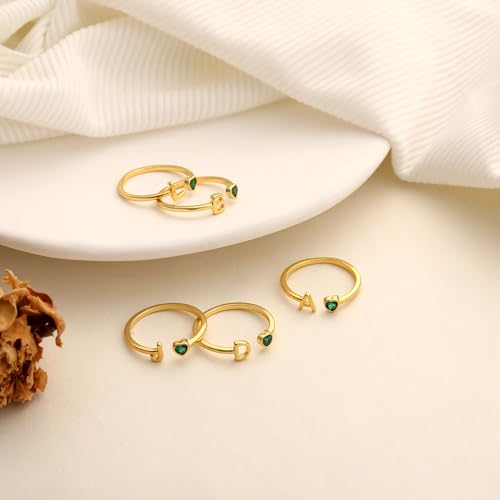 Birthstone Rings for Women 26 A-Z Initial Ring Adjustable 14k Ring Birthday Gifts for Her Rings for Teen Sister Bridesmaid Gifts Dainty Letter Jewelry4