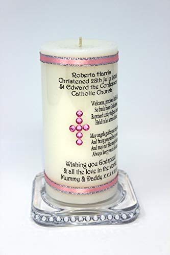 Christening Personalised Candle Gift for Baby Girl with Poem & Your own Message