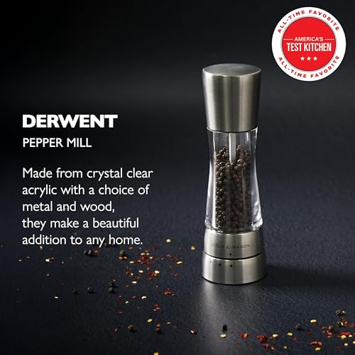 Image of Cole & Mason Derwent Pepper Grinder - Gifts for Cooks - Culinary Chef Gifts - Stainless Steel Mill Includes Gourmet Precision Mechanism and Premium Peppercorns - Pepper Mill, Stainless Steel