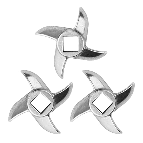 Meat Grinder Blade #8 - Blades Replacement for Grinding Meat - Meat Grinder Parts, Accessories, Stainless Steel, 3 Pcs