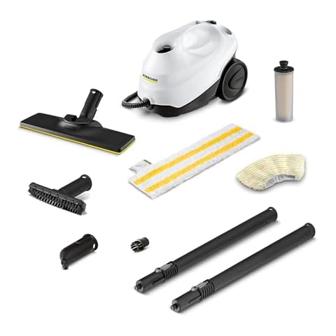 Kärcher SC3 Steam Cleaner with Attachments, Multi Purpose Power Steamer – Chemical-Free, 40 Sec Heat-Up, Continuous Steam - for Grout, Tile, Hard Floors, Appliances & More - White Cover