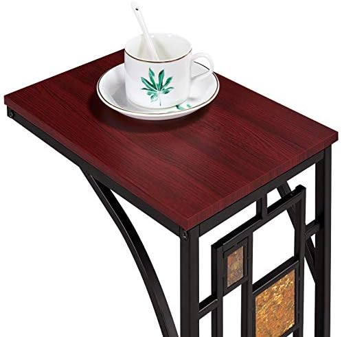 Yaheetech Vintage Style Consoles End Coffee Table Metal C Design Trolley Sofa Side Table with Storage Shelf, for Home/Living Room/Office