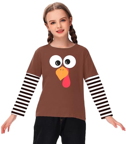 Image of Remimi Unisex Kids Christmas Long Sleeve Shirt Xmas Print Stripe Shirts 2-12 Years