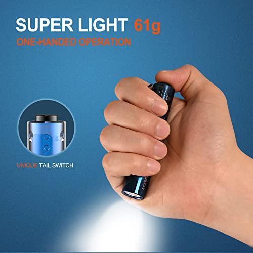 Acebeam Rider Rx Led Flashlight Rechargeable, 650 High Lumens Mini Flashlight, Stainless Steel Edc Aa Flashlight, Super Bright Small Flashlight 90+ High Cri Pocket Flash Light For Camping Hiking(Blue) #TOP2