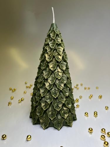 Vela Aromática Árvore de Natal Pinheiro Folhas Verde com Brilho 215g