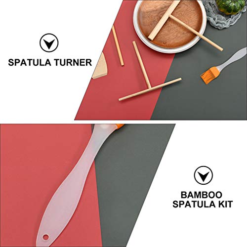 Kit de Espátula Espátula Espátula de Crepe de Madeira Cabilock com Escova de Pastelaria para Fazer P