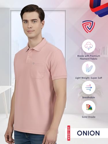 Image of Lux Cozi Men's Cotton Blend Polo T-Shirt with Chest Pocket | Collar T-Shirts for Men | Half Sleeves | Plain - Regular Fit (Pack of 2)