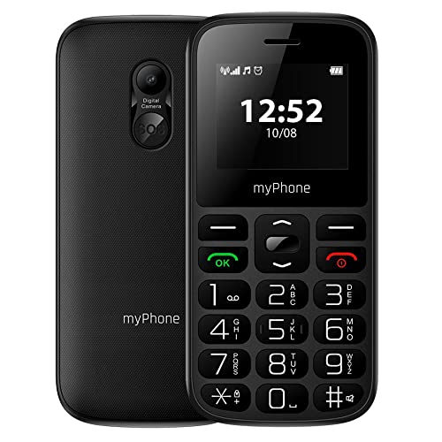 myPhone Halo A, Tastentelefon för Seniorenm das Telefon för Oma och Opa, mobiltelefon, Ohne Vertrag, Kamera, Farbdisplay 1,77 tum, Akku 800 mAh, Große Tasten, SOS-Taste, Fackel, Radio, Dual-SIM,