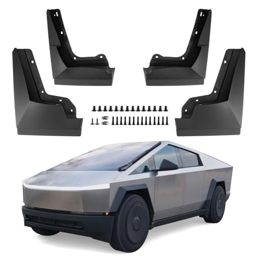 Image of PSLER Fit for Cybertruck 2023 2024 2025 Mud Flaps Set of 4PCS Mud Guard Kit Splash Guards Mudguards Mudflaps with Hardware Kits Accessory Front and Rear for 2023-2025 Cybertruck Accessories