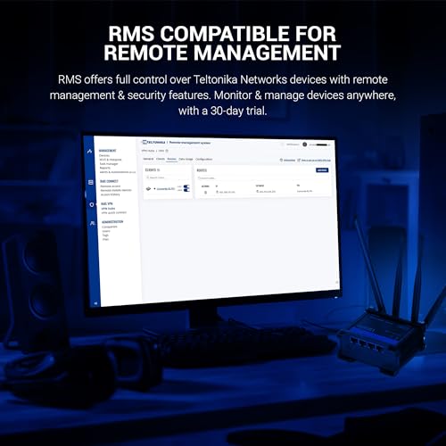 Image of Teltonika RUT951 Industrial WiFi Cellular Router - 4G LTE (CAT 4), 3G - Wireless Access Point with Hotspot Functionality - Automatic WAN Failover, Dual SIM Internet Router (TELRUT951A00800)