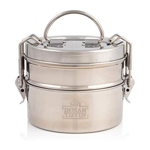 2 Tier Indian-Tiffin Stainless Steel Medium Tiffin Lunch Box Cover
