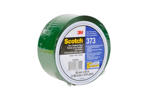 Scotch Box Sealing Tape 373 Green, 48 mm x 50 m, High Performance, Conveniently Packaged