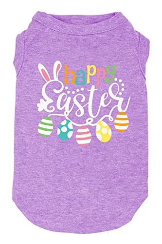 Happy Easter Shirts for Dog Funny Print Vest for Small Medium Large Dogs Soft and Light-Weight T Shirts Gift for Puppy (XX-Large Purple)