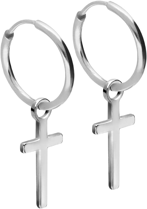 FILANGO Surgical steel hoop earrings CROSS