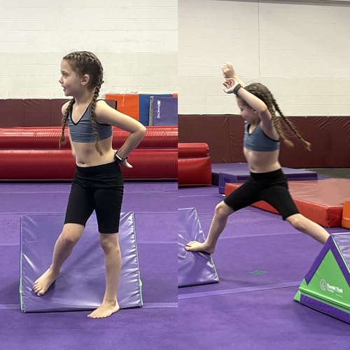 BIG ELEPHANT 4 Packs Girls' Athletic Bike Shorts, Dance Yoga Running Soccer Kids Compression Shorts with Pockets2