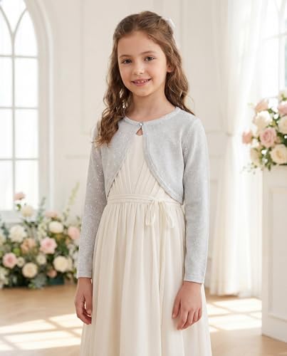 Image of BOLEROSE Girls Long Sleeve Sparkle Cardigan Childrens Kids Bolero Shrug