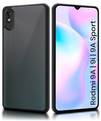 Image of WOW IMAGINE Poly Carbonate Translucent Hybrid Smoked 360 Degree Protection Protective Matte Hard Back Cover for Mi Redmi 9A 9i 9A Sport (Black Bumper)