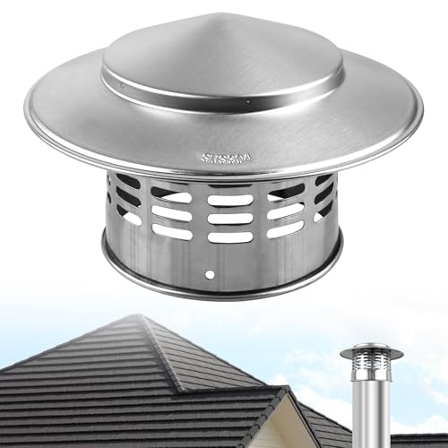 Sombrerete Chimenea de 110 MM, Caperuza Salida de Humos, Sombrerete Antiviento, Cubierta de Chimenea, Campana de Ventilación, Tapas de Chimenea