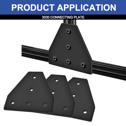 Image of 12pcs 3030 Extrusion T Plate Joining Corner Brackets Connector T Slot Hardware 3030 V Slot Aluminum Extrusion Accessories with T Nuts and Screws for Extruded Aluminum Black
