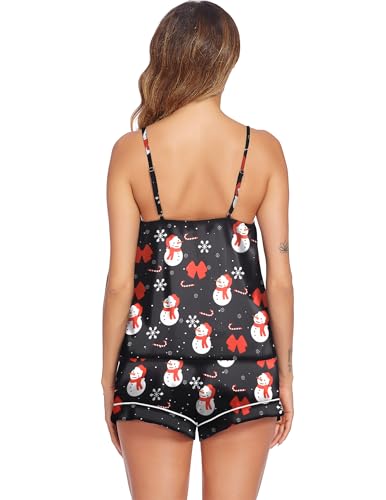 Image of Ekouaer Pajamas for Women Set Silk Satin Pjs Sexy Lingerie Sleepwear Cami Shorts Set Summer Nightwear S-XXL