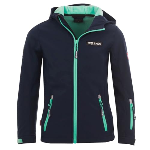 Trollkids Girls Oslofjord Jacket 140, Navy/Aqua